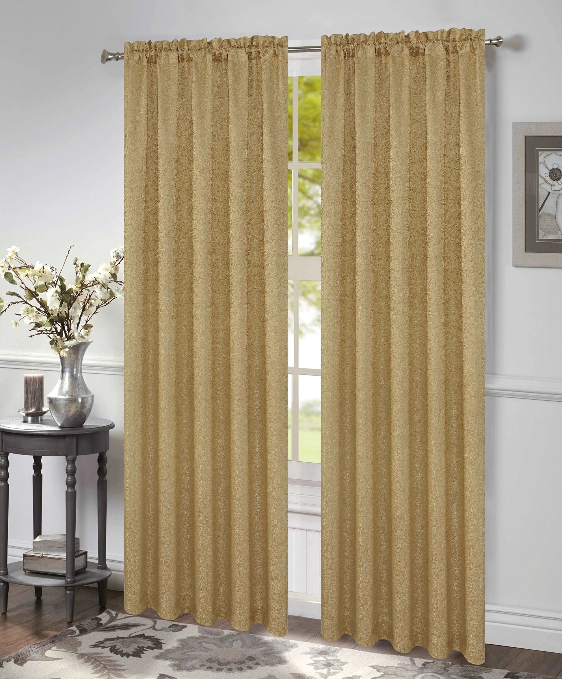 Linen World Home & Garden Gold “Angelina “ flower curtain panel