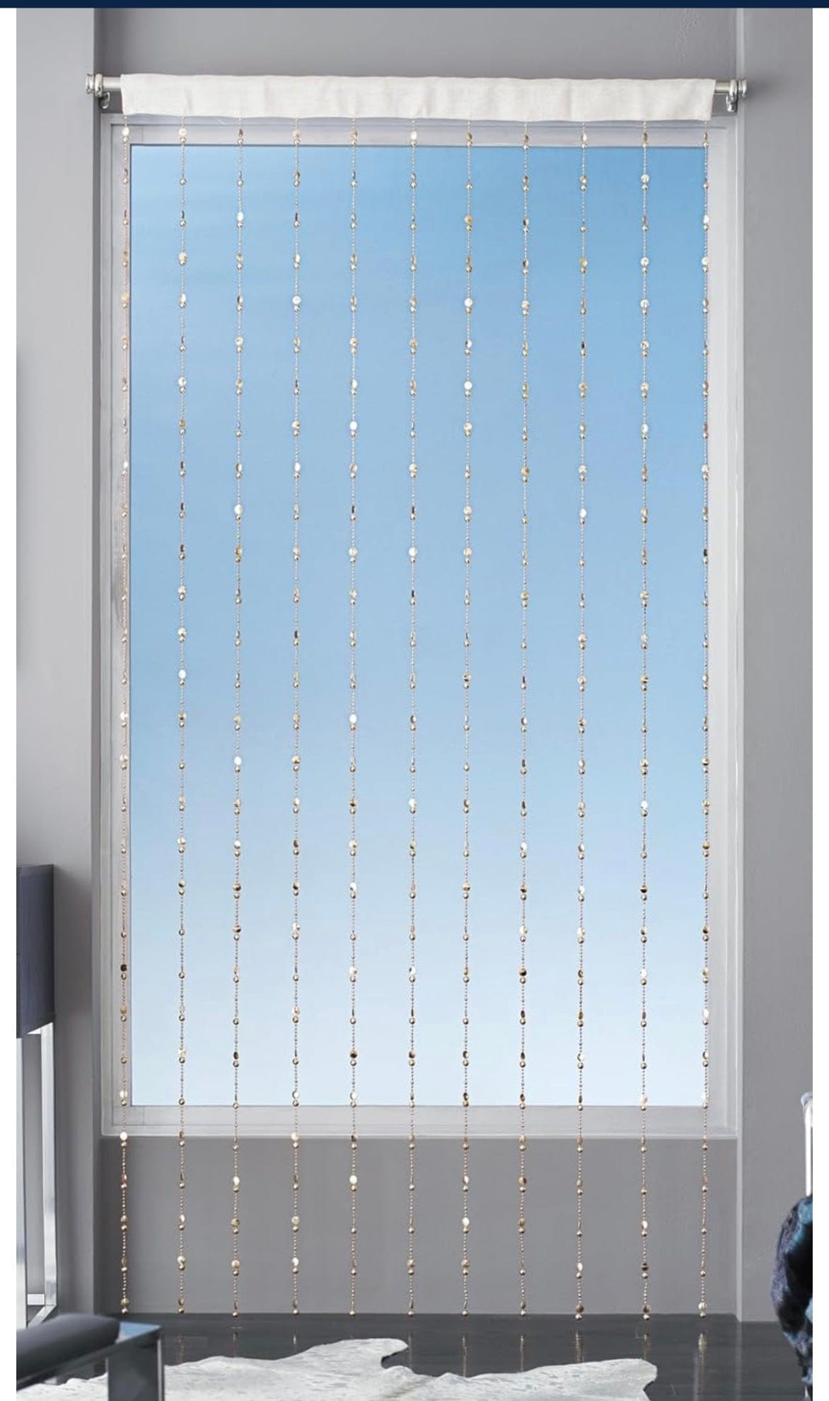 Linen World Gold ‘Clarity’ Beaded Curtain Panel