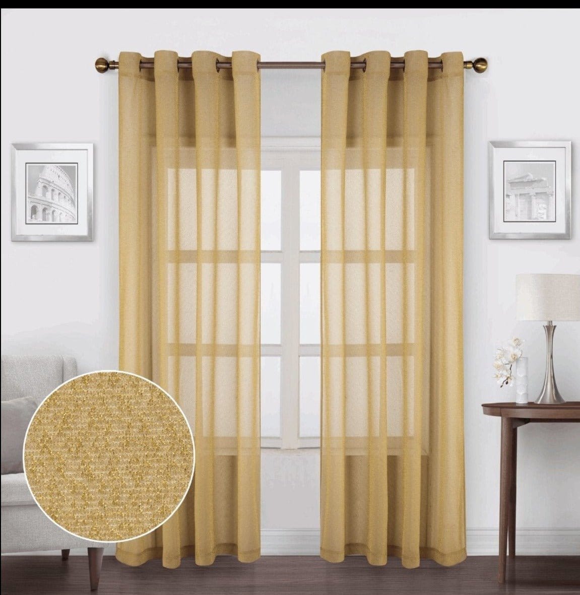 Linen World Gold “Esperanza” Sparkly Sheer Panel