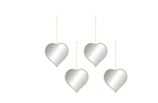 Linen World Gold HEART ON A STRING 4PC 10IN MIRROR SET