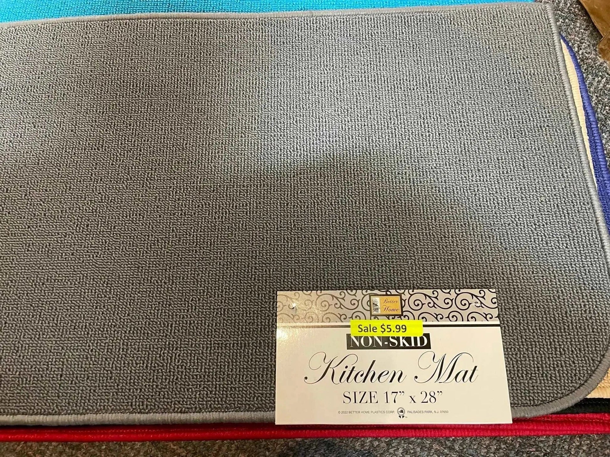 Linen World Gray Non-Slip Kitchen Mat 17x28