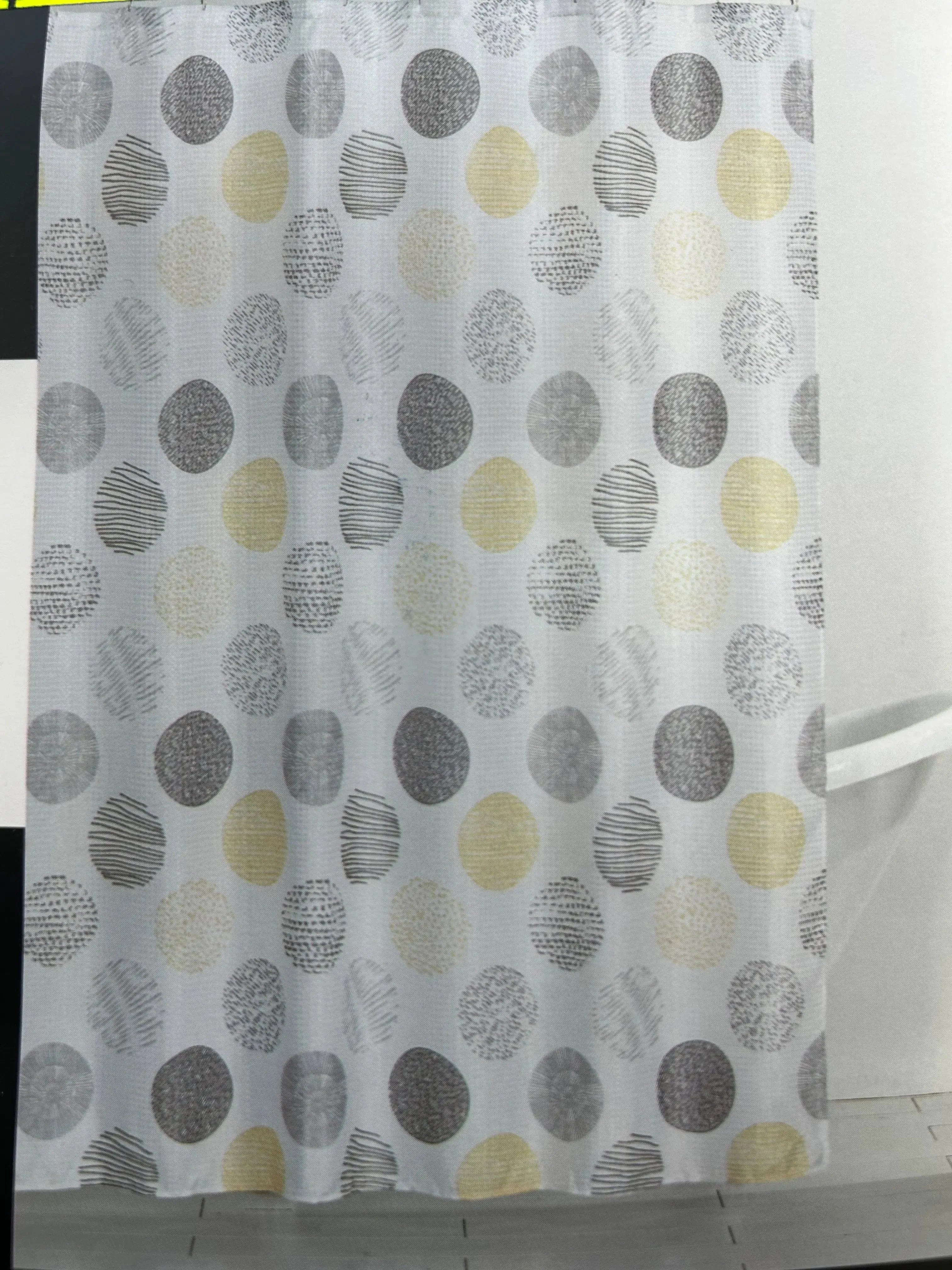 Linen World Gray/Yellow Fabric Shower Curtain