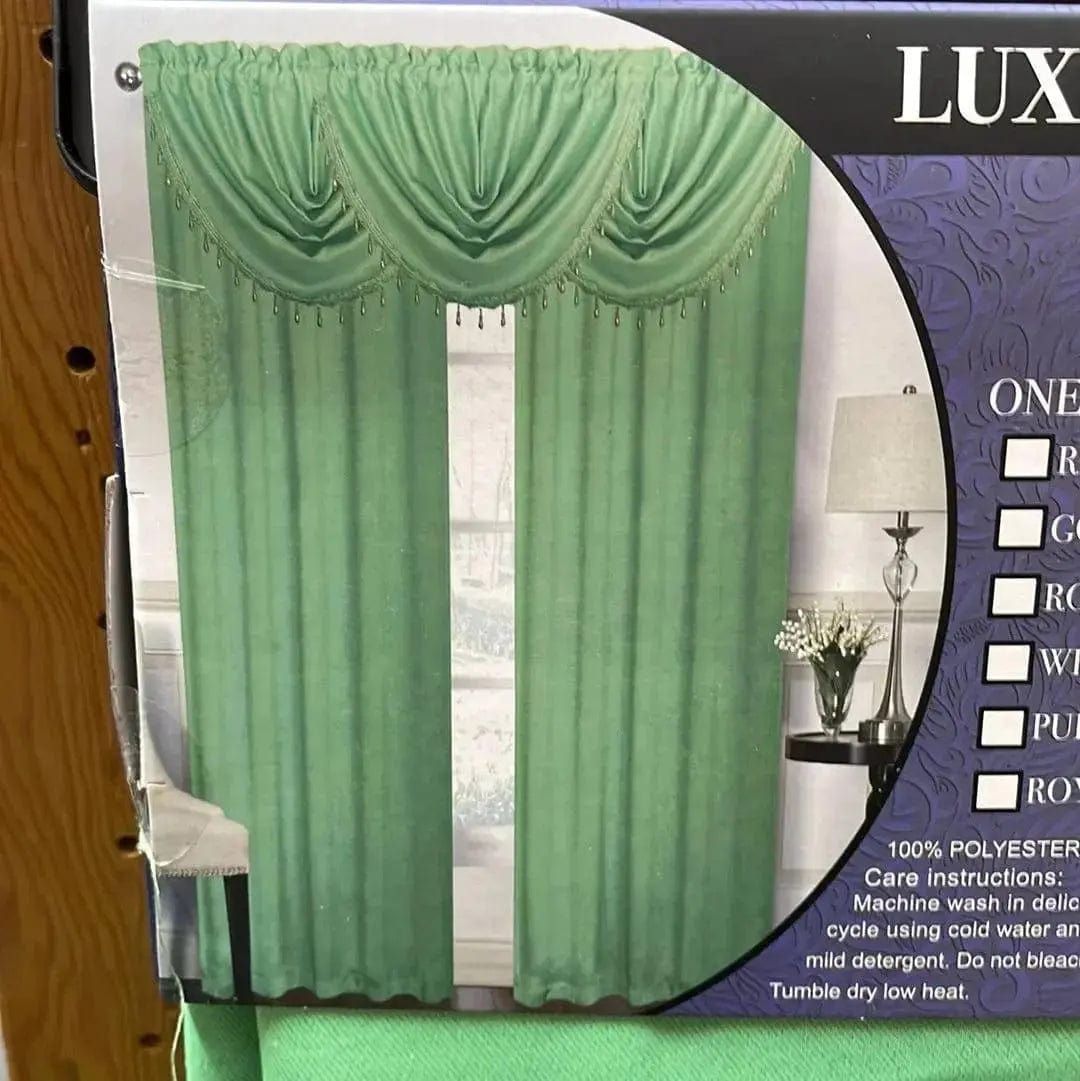 Linen World Green Faux Silk Blackout Curtain Panel