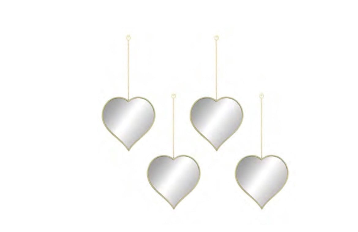 Linen World HEART ON A STRING 4PC 10IN MIRROR SET