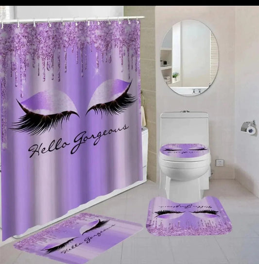 Linen World "Hello Gorgeous" 4 PC Shower Curtain Set