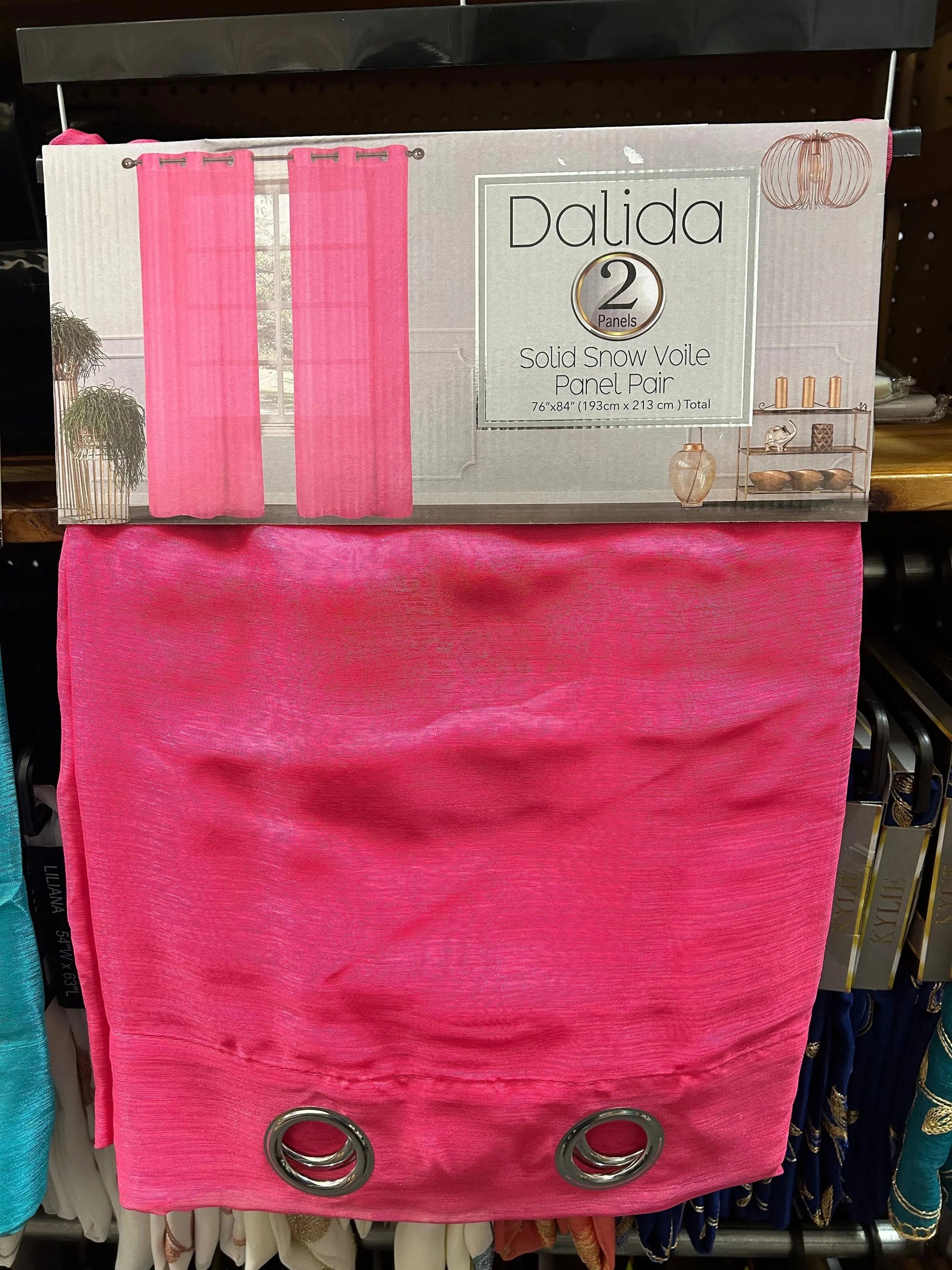 Linen World Hot Pink 2 Pack “Dalida” Solid Snow Voile Curtain Panels