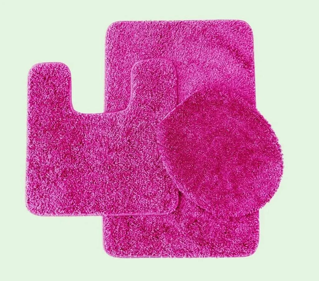 Linen World bathroom rugs Hot Pink "Elite" 3 PC Bath mat set