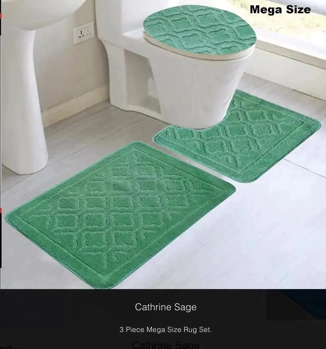 Linen World Bath Mats & Rugs Hunter Green Catherine 3 pc Mega Bathroom Rug Set