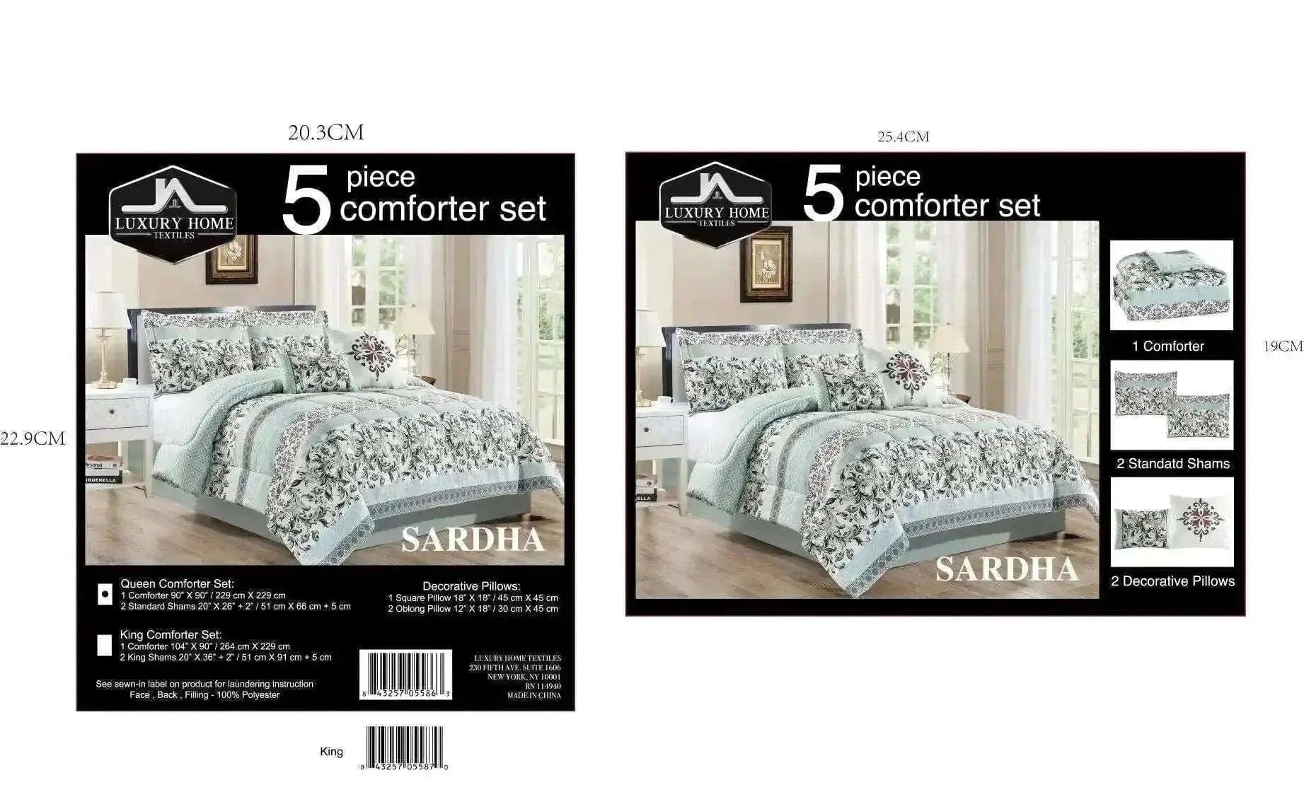 Linen World Comforter Set King 5 PC Oversized Comforter Set 