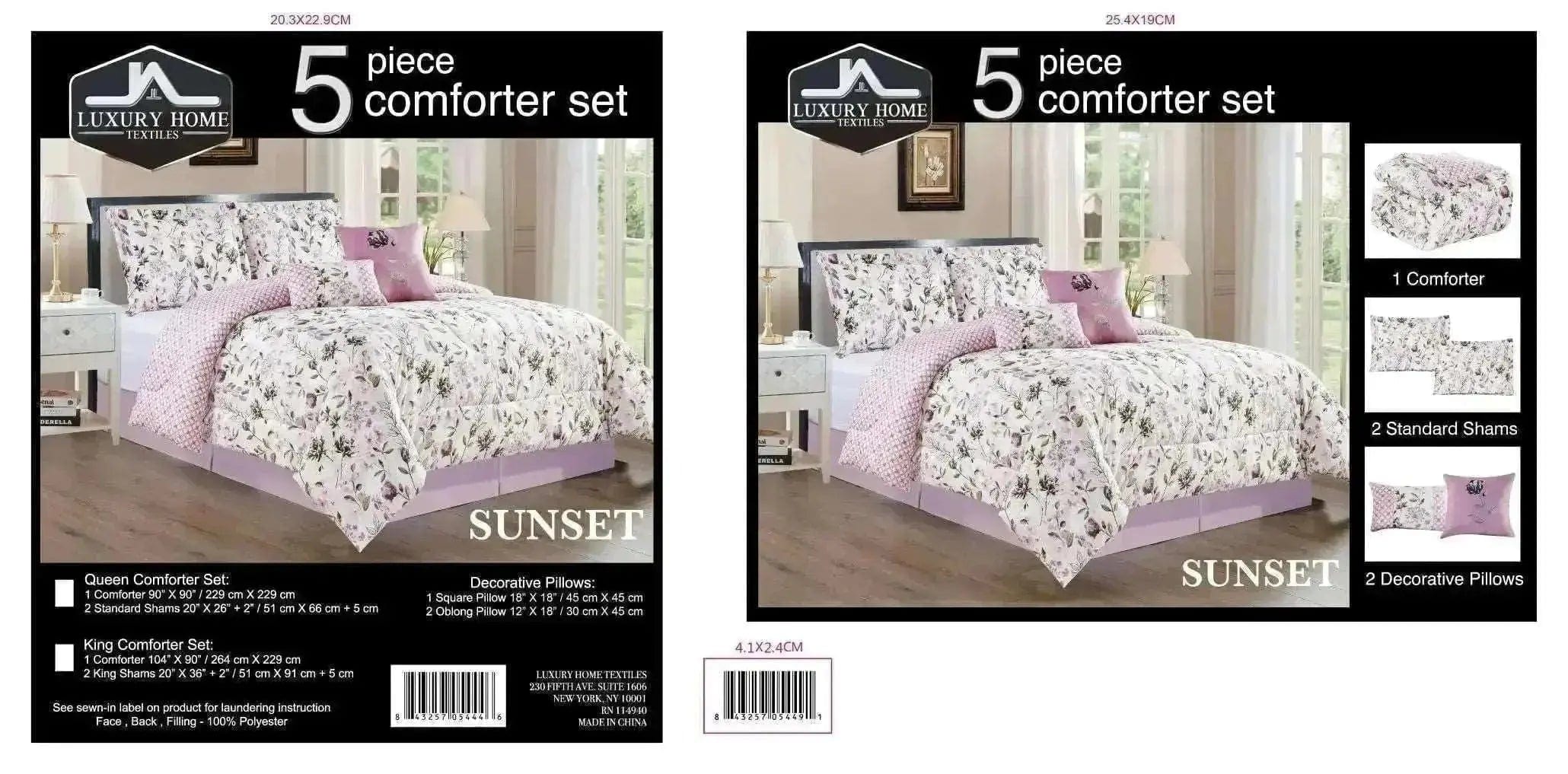 Linen World Comforter Set King 5 PC Oversized Comforter Set 