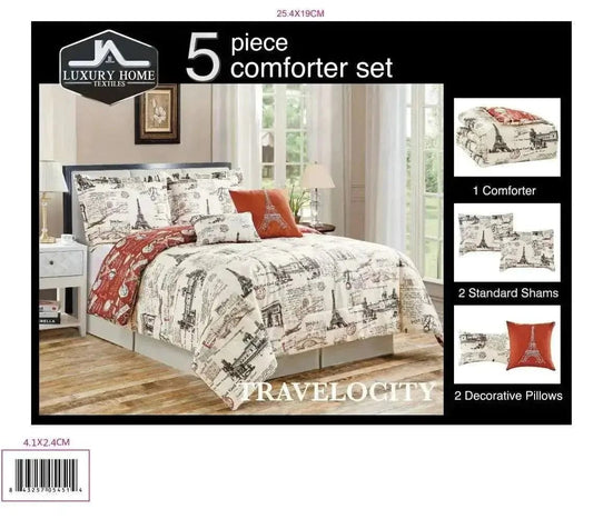 Linen World King 5 Piece Oversized Comforter Set "Travelocity"