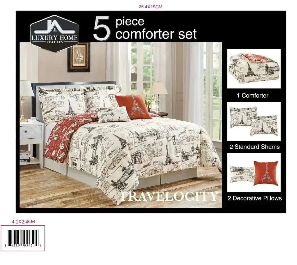 Linen World King 5 Piece Oversized Comforter Set 