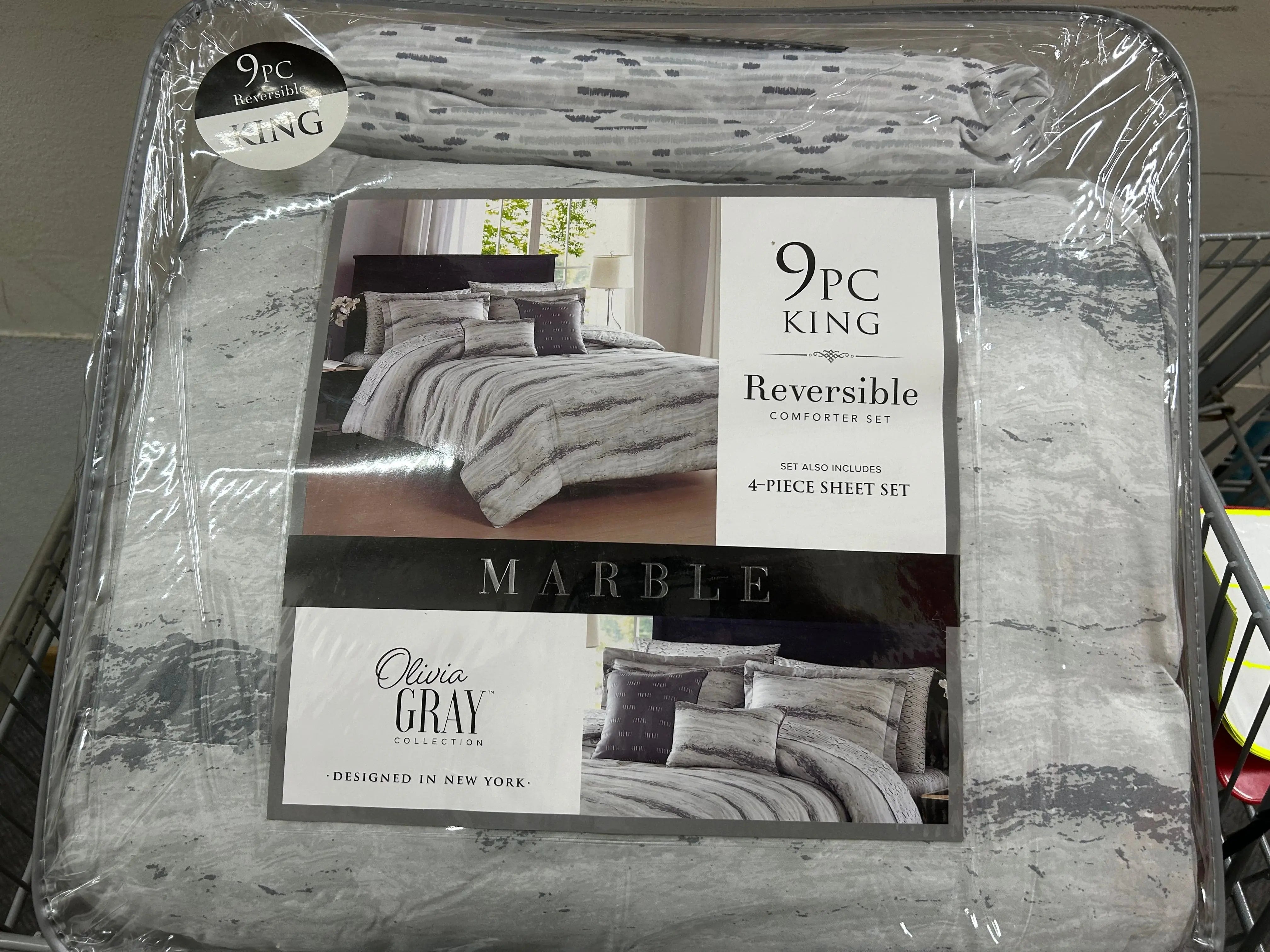 Linen World King / Marble BEAUTIFUL 9 PIECE  OVERSIZED COMFORTER SET. SHEETS INCLUDED