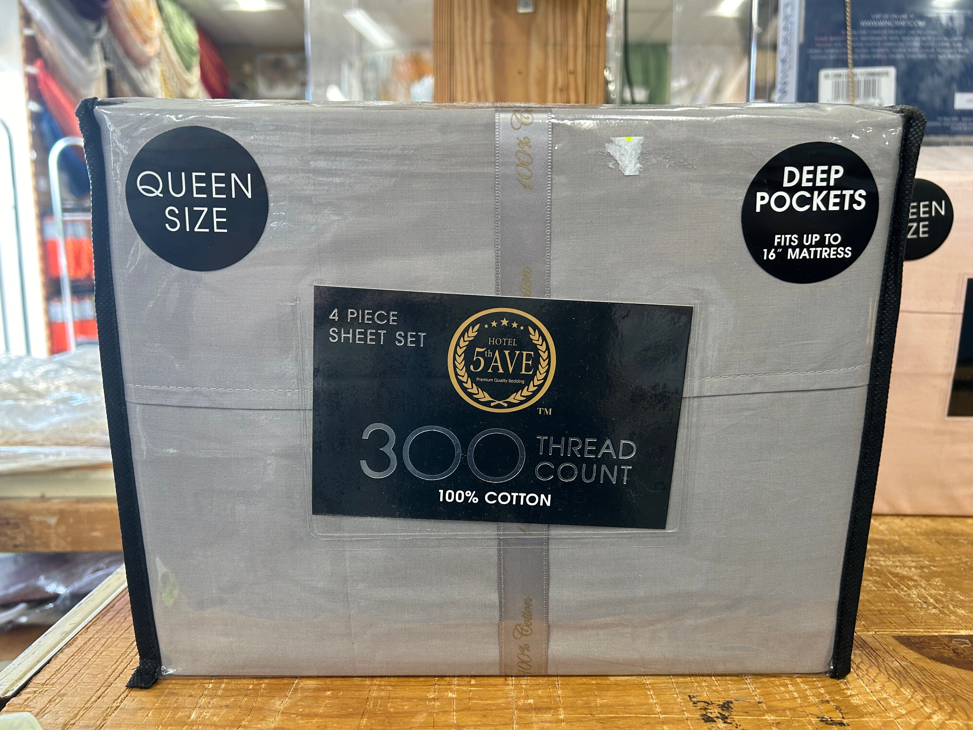 Linen World King / Silver 300 Thread Count 100% Cotton Deep Pocket Sheet Set - Queen and King