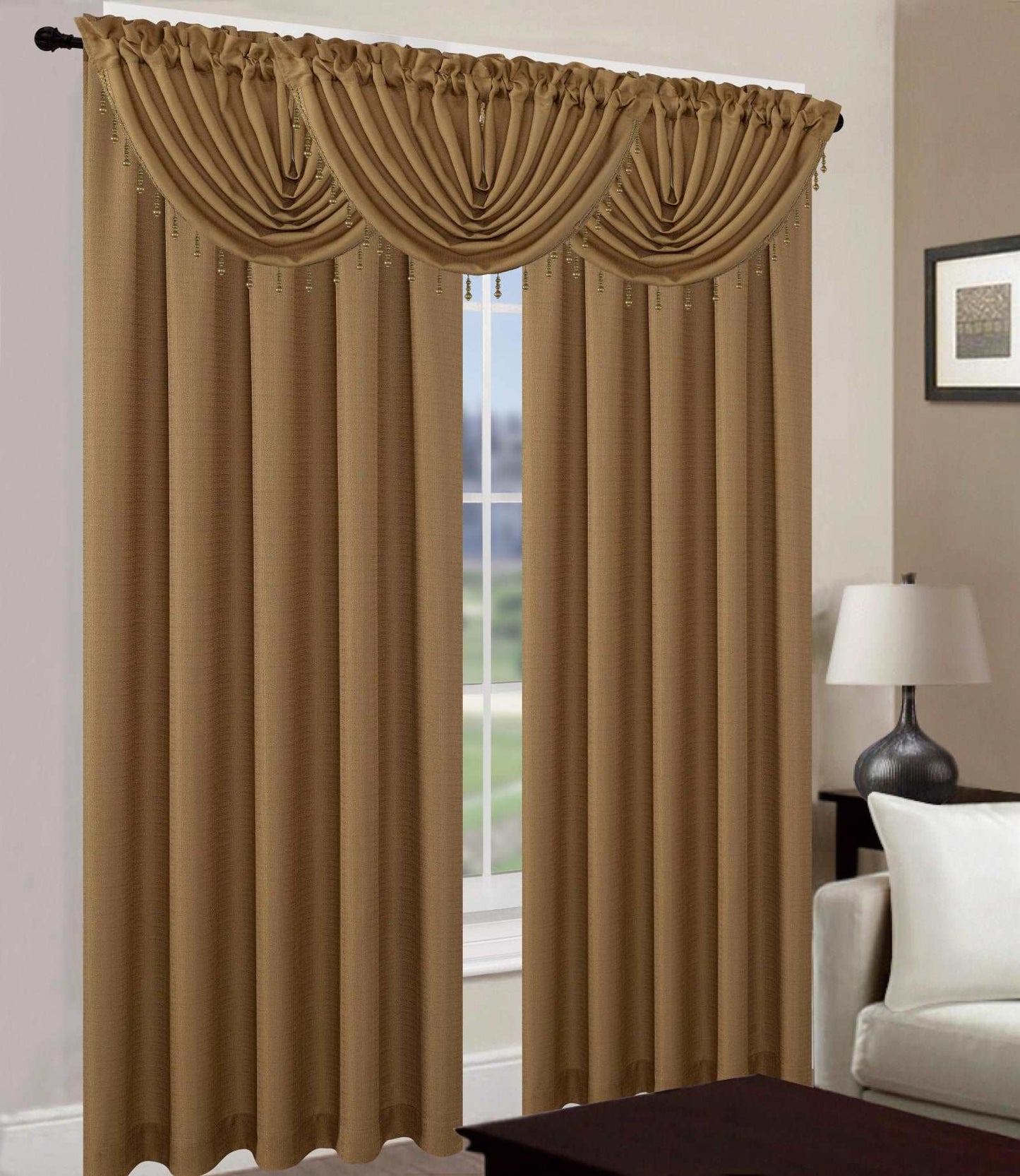 Linen World “Leah” Rod Pocket Jacquard Window Curtain Panel