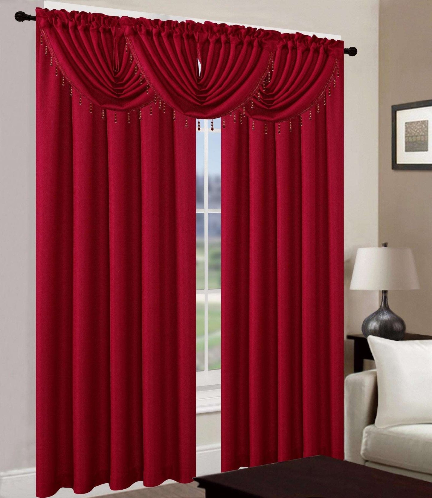 Linen World “Leah” Rod Pocket Jacquard Window Curtain Panel