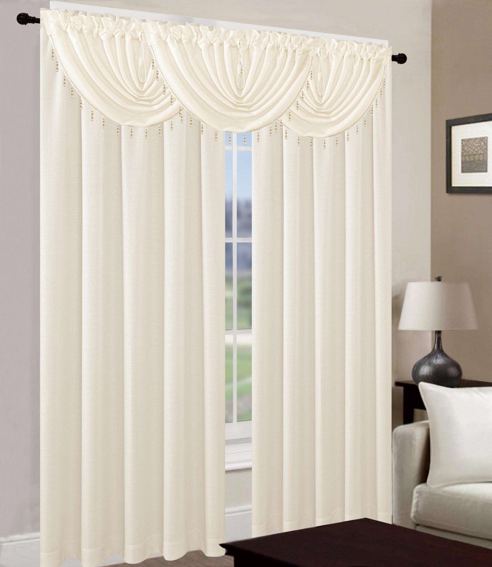 Linen World “Leah” Rod Pocket Jacquard Window Curtain Panel