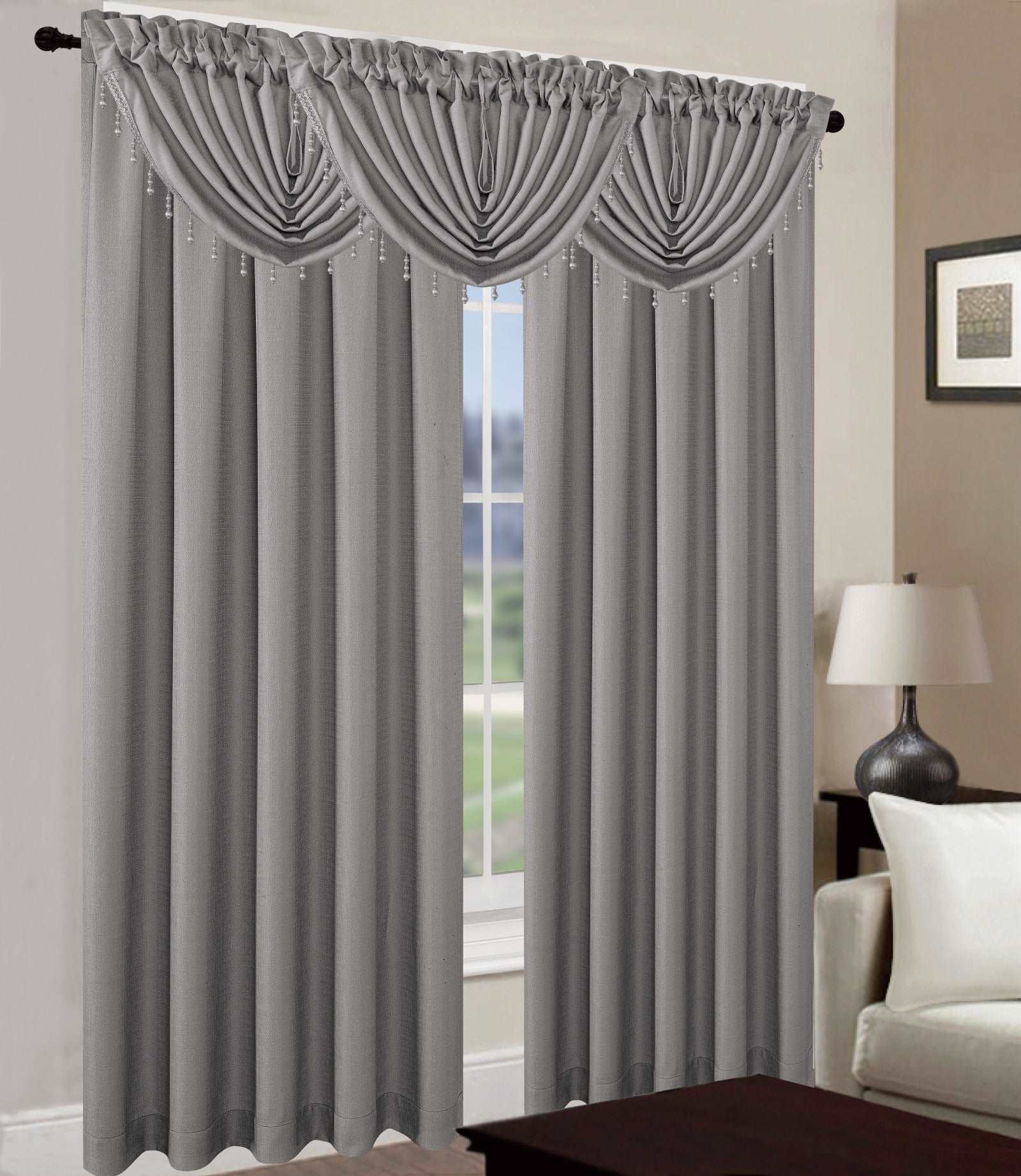 Linen World “Leah” Rod Pocket Jacquard Window Curtain Panel