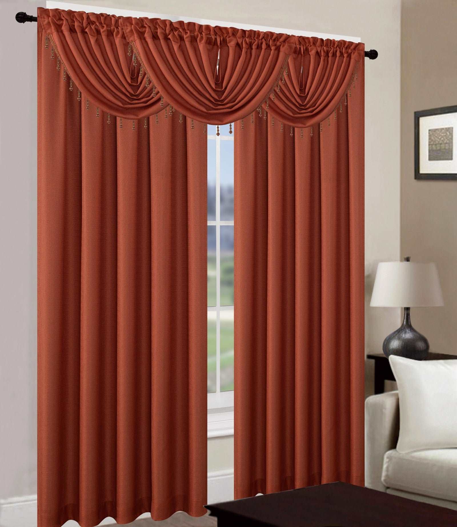 Linen World “Leah” Rod Pocket Jacquard Window Curtain Panel