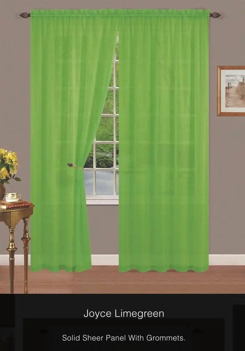 Linen World Curtains & Drapes Lime Green / 63 inch “Joyce” Sheer Rod Pocket Panel