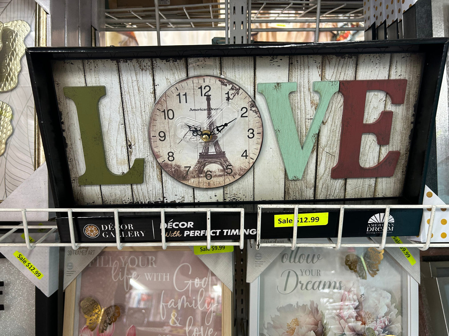 Linen World “Love” Wooden Sign with Clock