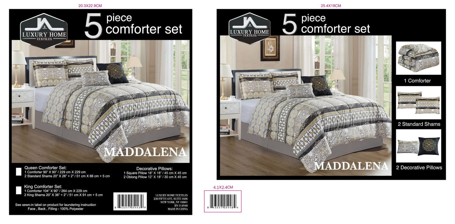 Linen World Comforter Set "Maddalena" Oversized 5 PC Comforter Set