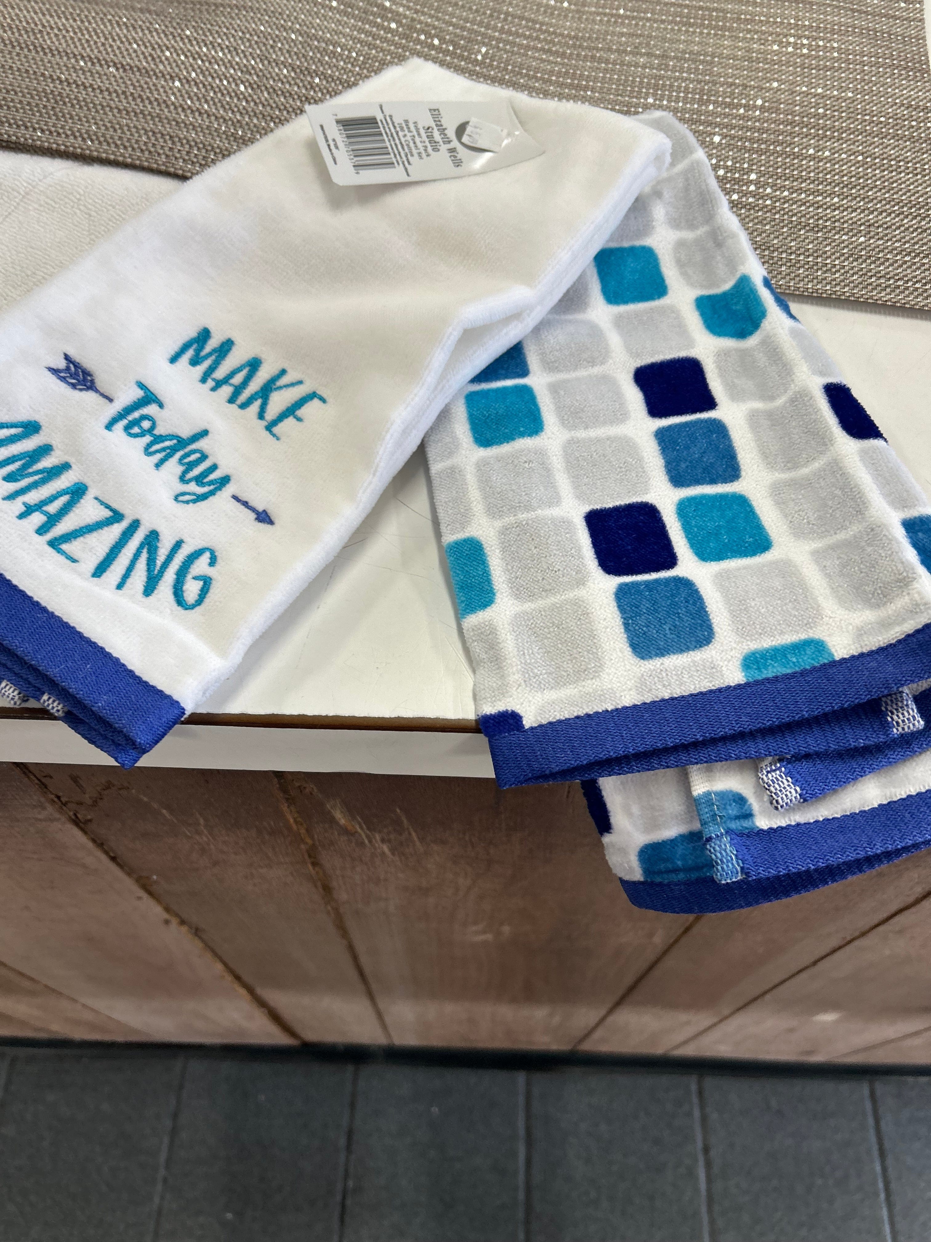 Linen World “Make Today Amazing” 2 PC VELOUR HAND TOWEL SET