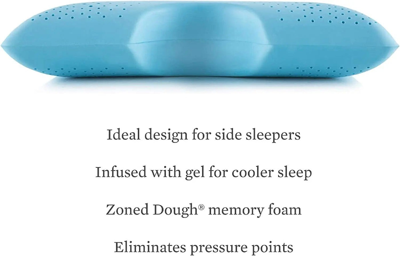 Linen World Pillows MALOUF Z Side-Sleeper Zoned Dough Memory Foam  Pillow - Gel Infused - Premium Tencel Cover - 5 Year U.S. Warranty - Mid Loft - Queen