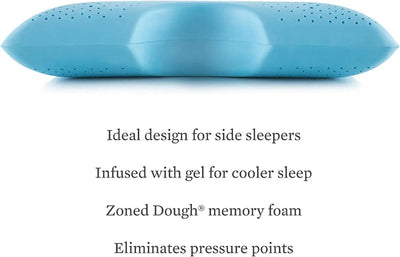 Linen World Pillows MALOUF Z Side-Sleeper Zoned Dough Memory Foam  Pillow - Gel Infused - Premium Tencel Cover - 5 Year U.S. Warranty - Mid Loft - Queen