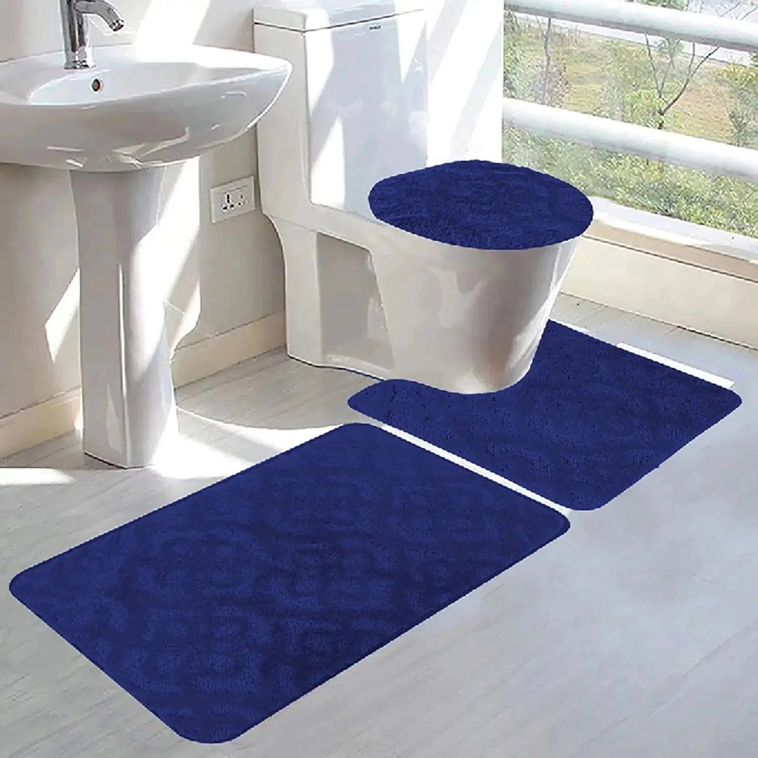 Linen World bathroom rugs Maribel 3 pc non-slip bathroom rug set