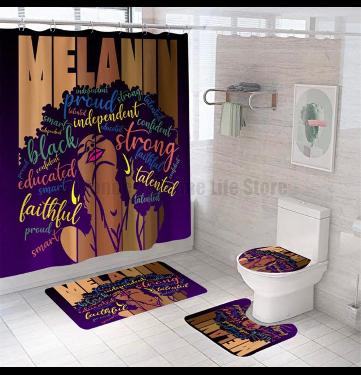 Linen World "Melanin" 4 PC Shower Curtain Set