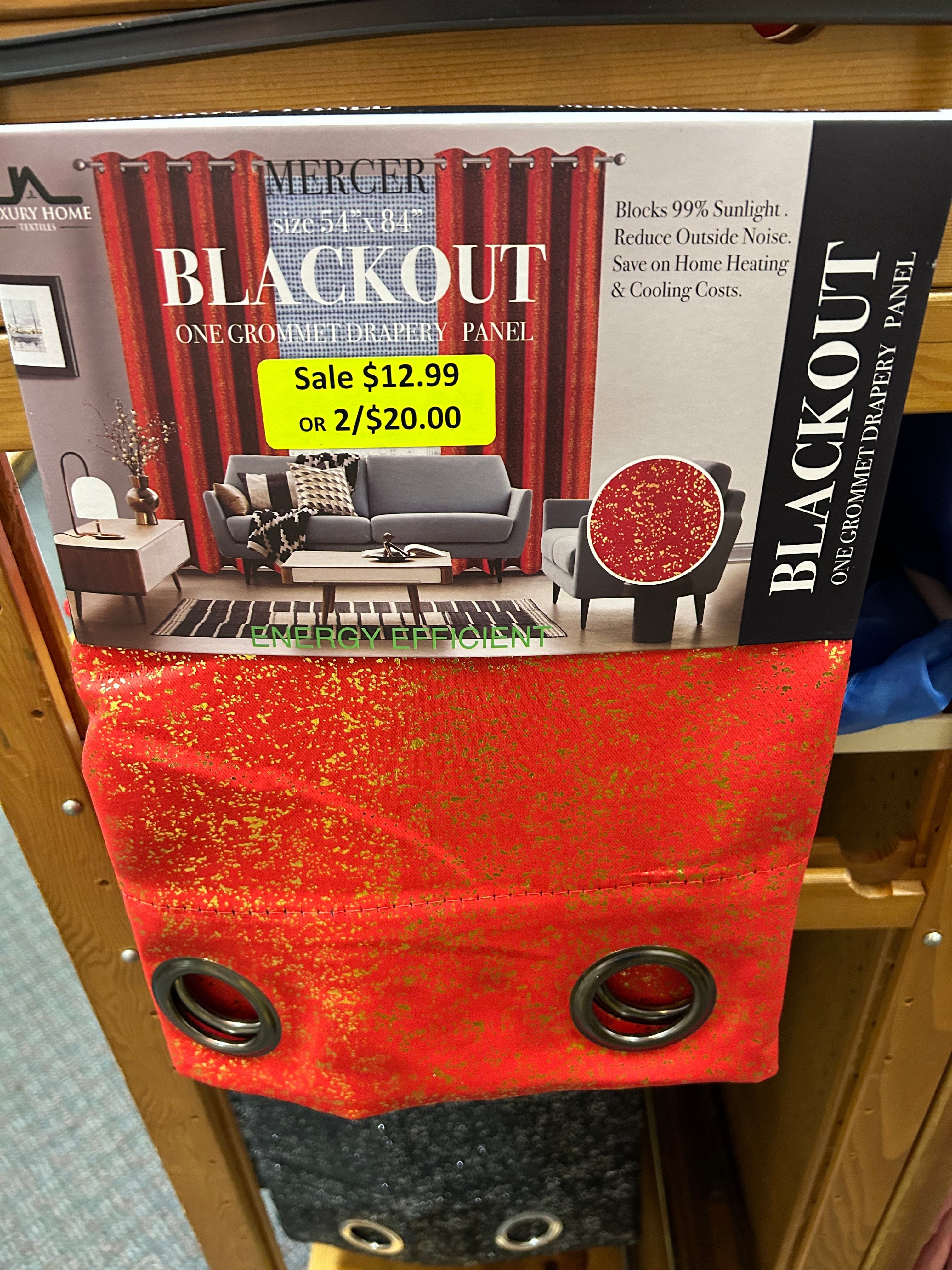 Linen World “Mercer” blackout curtain panel $12.99 or 2 for $20