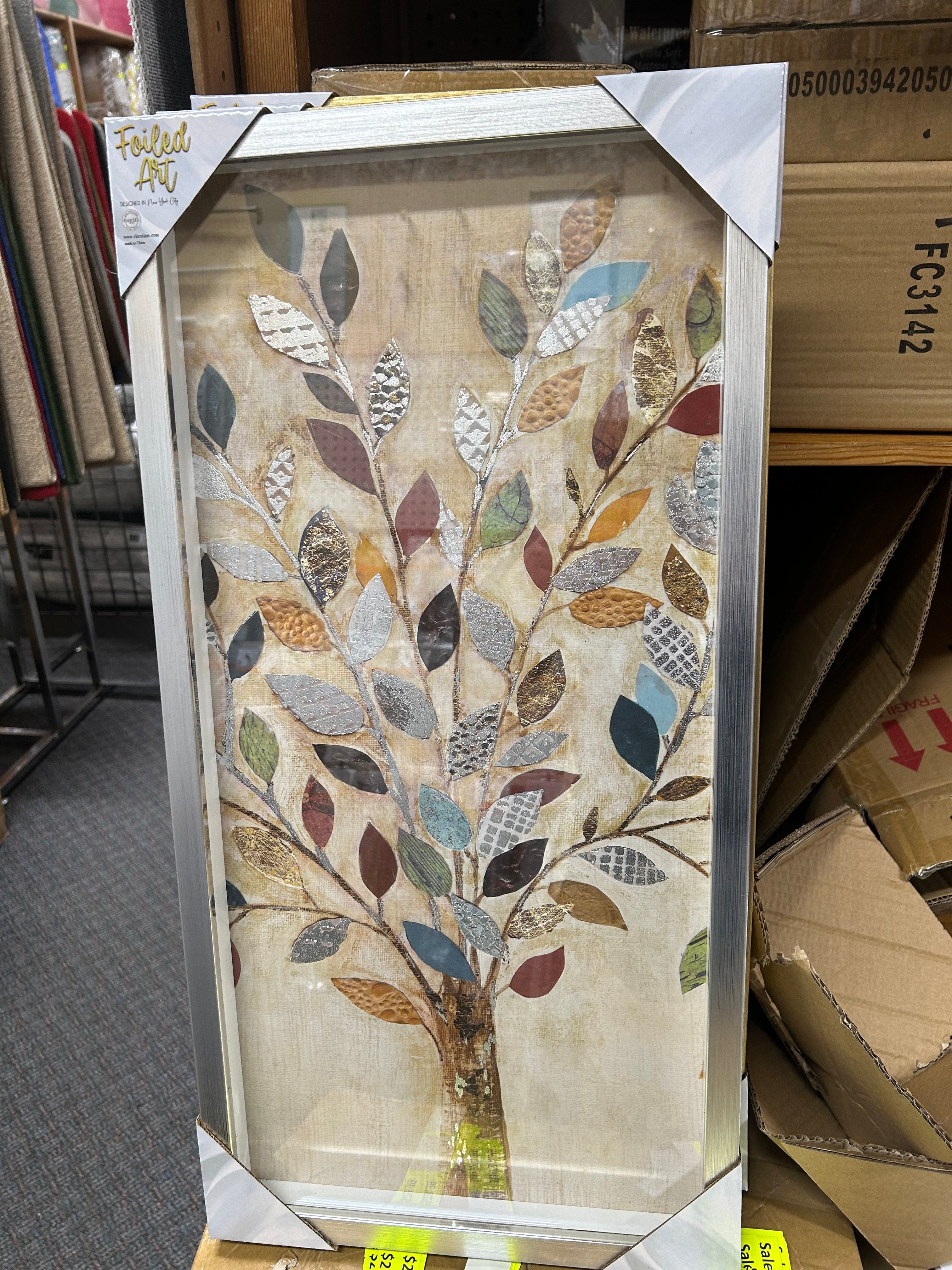 Linen World Multicolor Branch Beautiful Framed Foil Art in Shadow Box