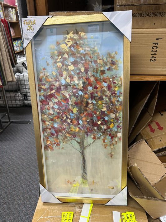 Linen World Multicolor Tree Beautiful Framed Foil Art in Shadow Box