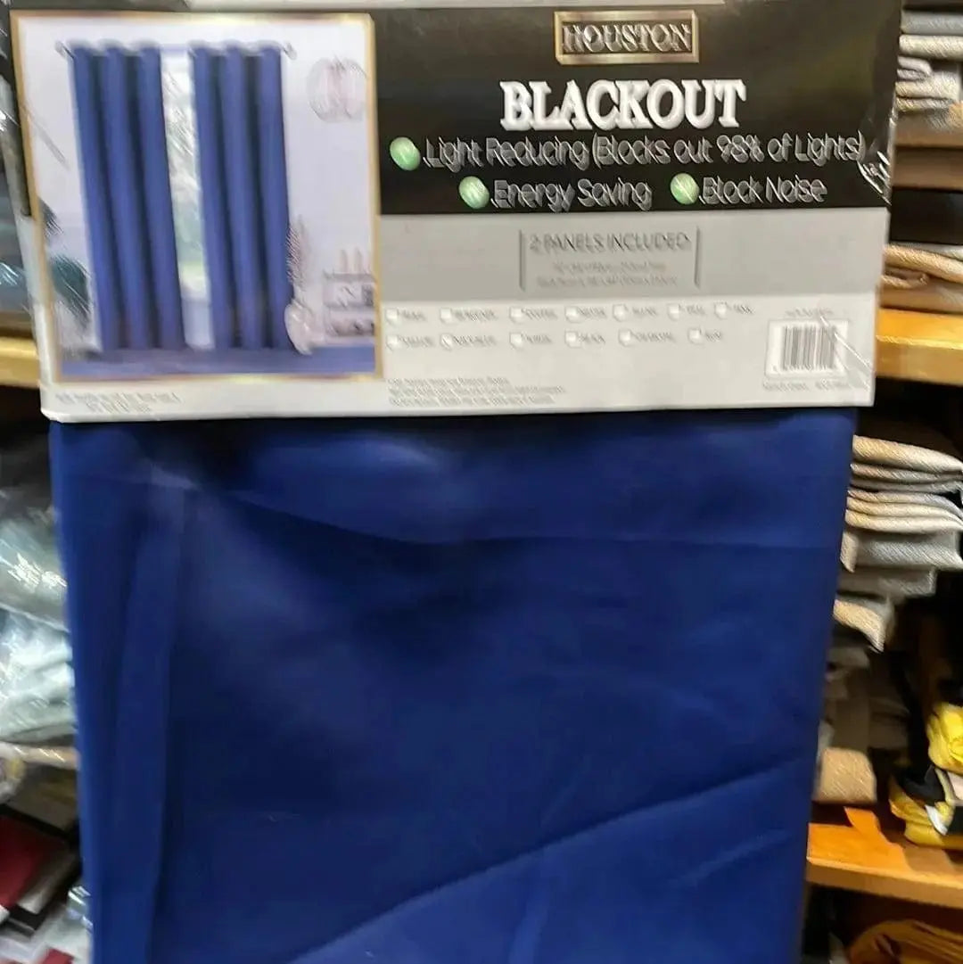 Linen World Curtains & Drapes Navy Blue “Houston” 2 Pack Blackout Window Curtains