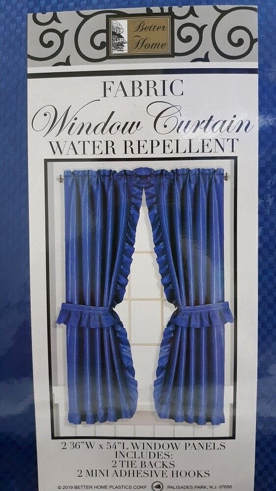 Linen World Navy Fabric Bathroom Window Double Swag Curtains