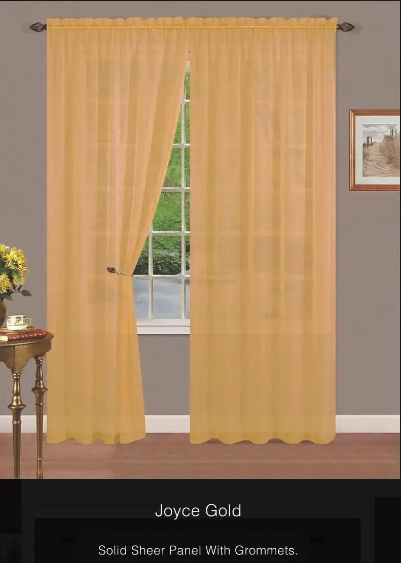 Linen World Curtains & Drapes Orange / 63 inch “Joyce” Sheer Rod Pocket Panel