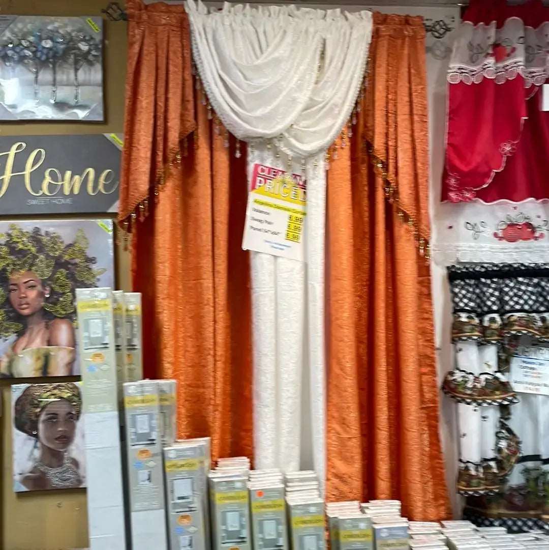Linen World Home & Garden Orange “Angelina “ flower curtain panel