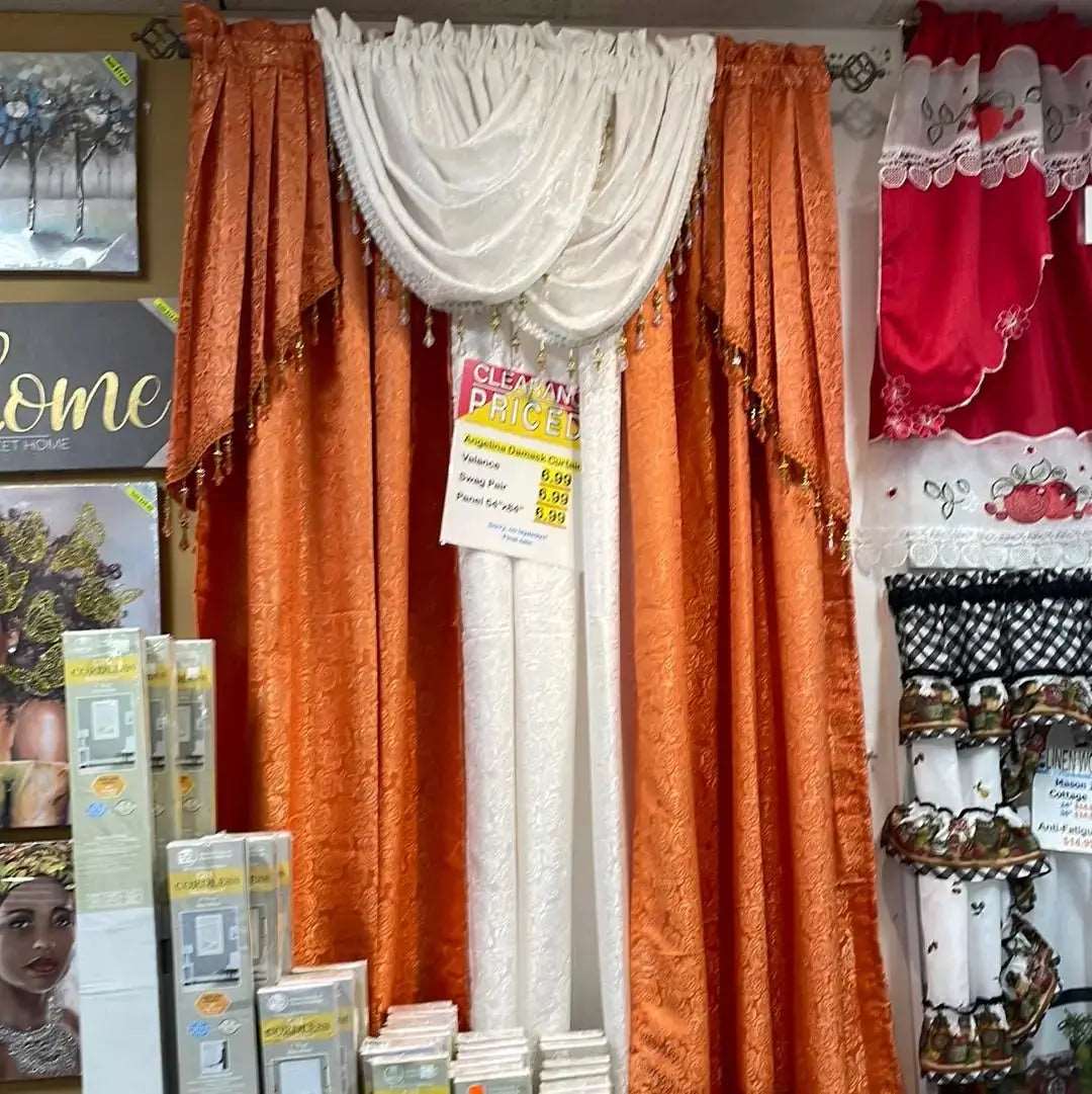 Linen World Orange “Angelina” Swag Set