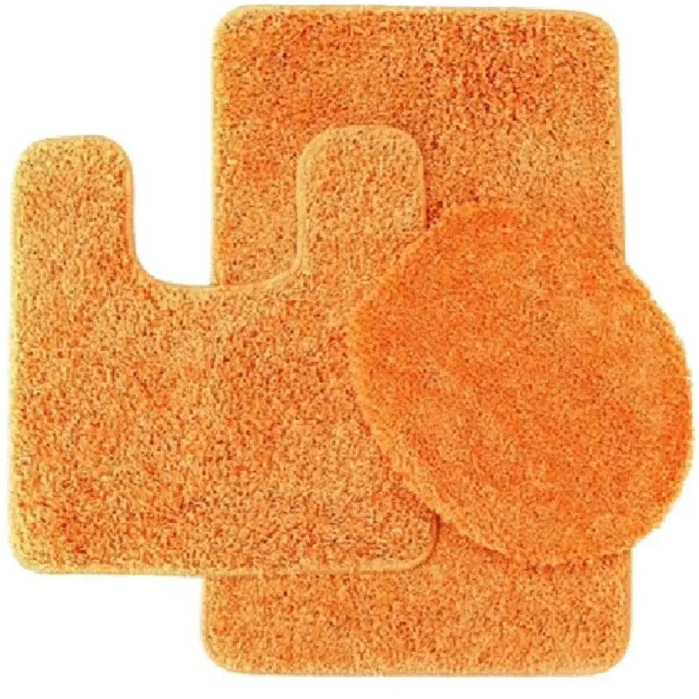 Linen World bathroom rugs Orange "Elite" 3 PC Bath mat set