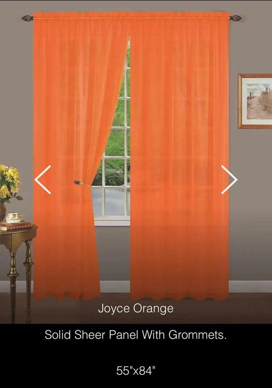 Linen World Orange “Linda” Sheer Curtain Panel