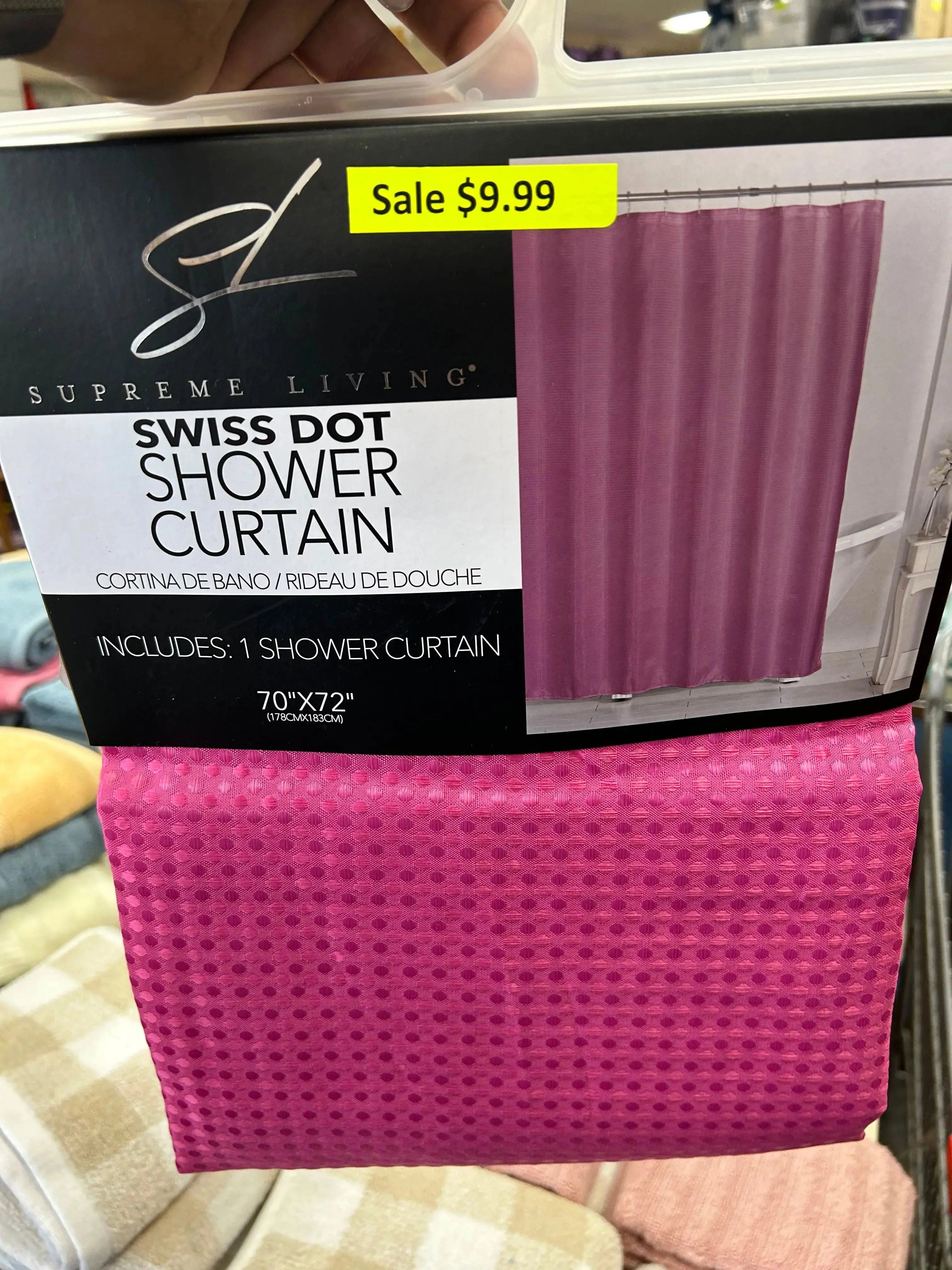 Linen World Pink Fabric Shower Curtain