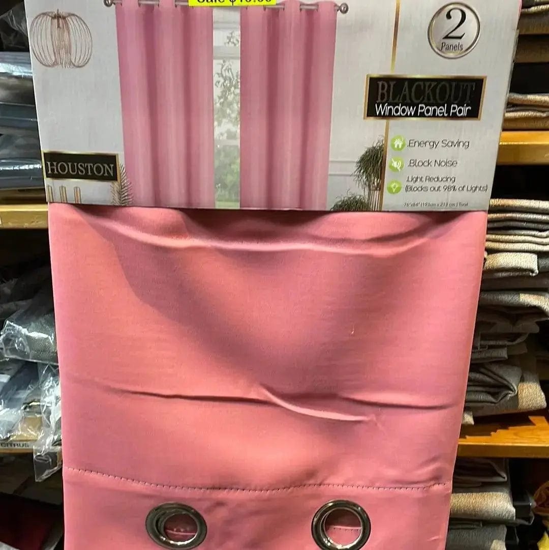 Linen World Curtains & Drapes Pink “Houston” 2 Pack Blackout Window Curtains