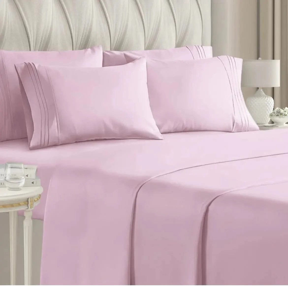Linen World Bed Sheets Pink / King “Winston” 800 Collection 6 pc Deep Pocket Sheet Set in All Sizes