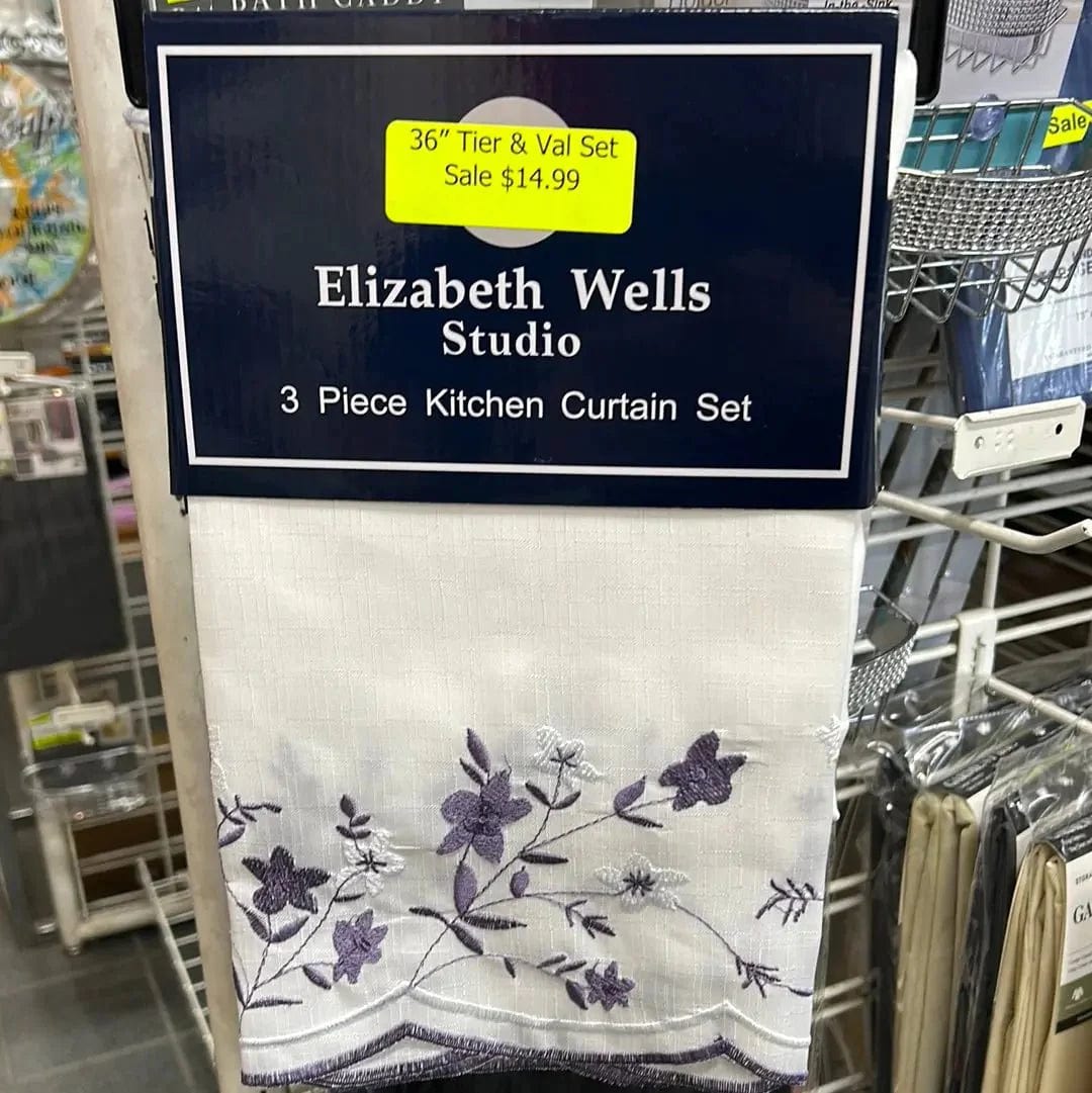 Linen World Purple 3 PC Kitchen Curtain Set