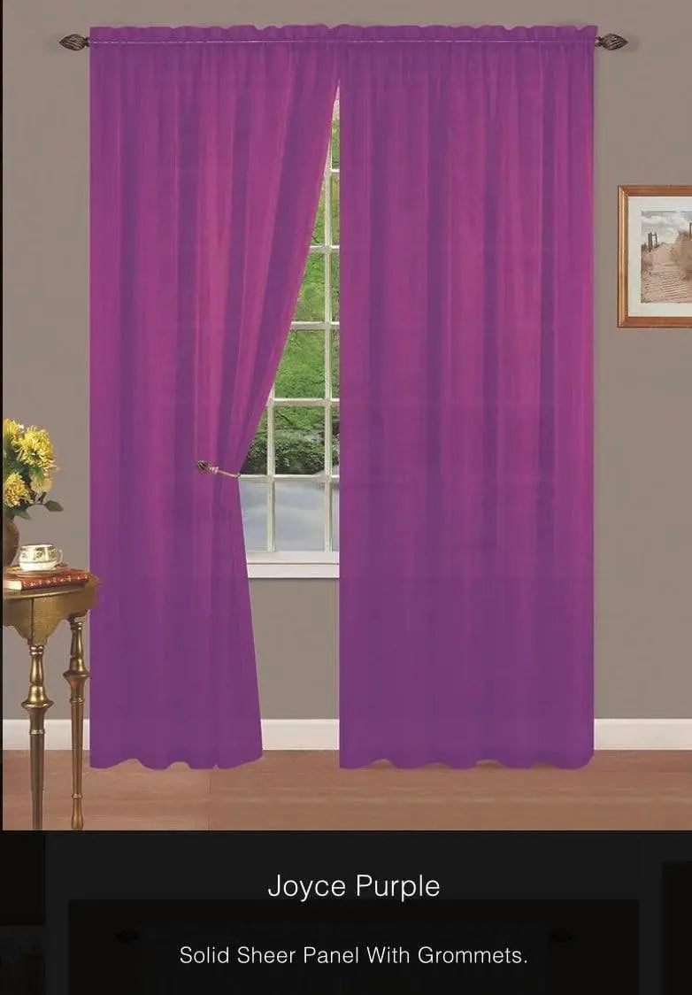 Linen World Curtains & Drapes Purple / 63 inch “Joyce” Sheer Rod Pocket Panel
