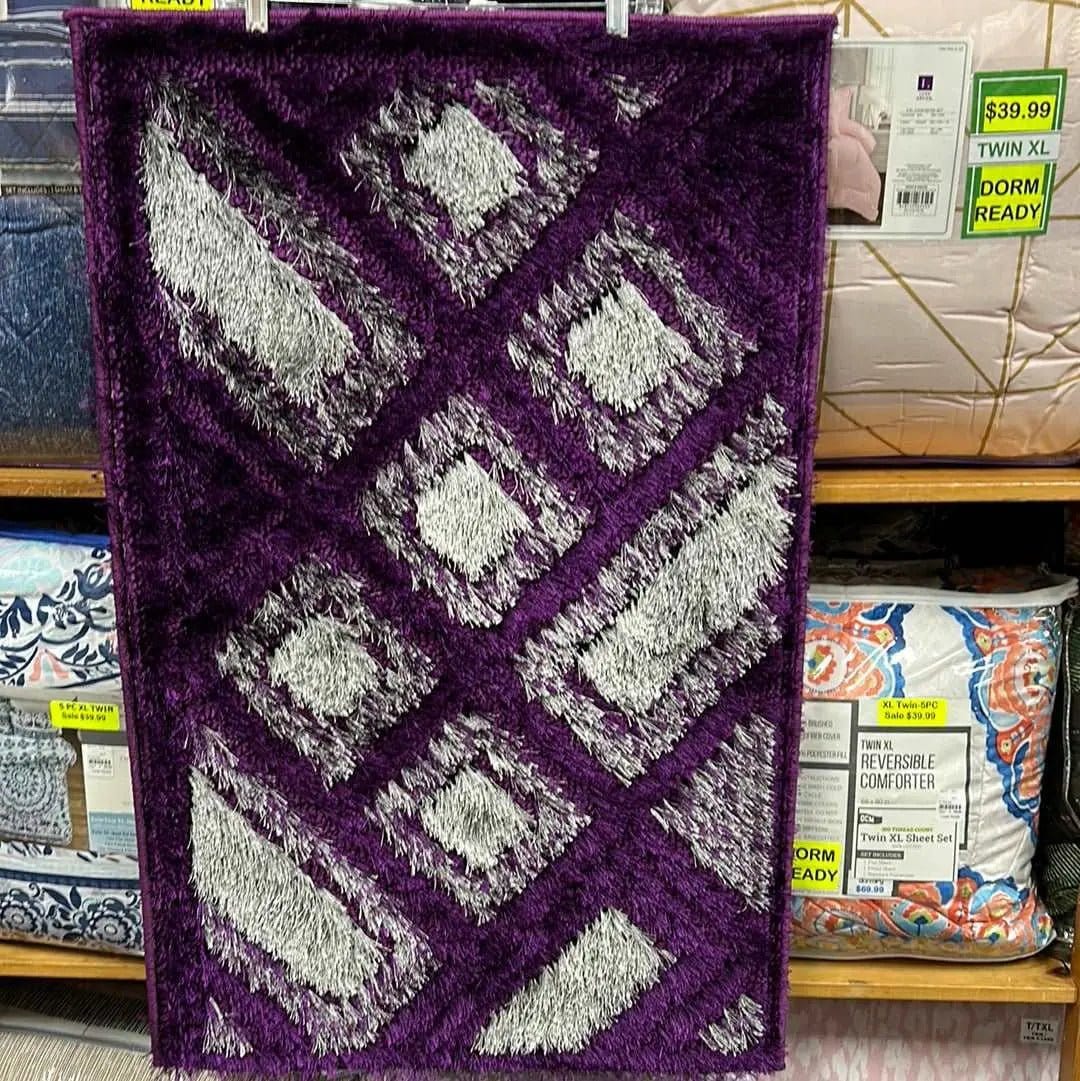 Linen World Purple/silver Large 37” by 24” Carpet Mat