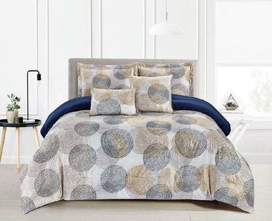 Linen World Comforter Set Queen Beautiful 5 PC Oversized 'Circular' Comforter Set