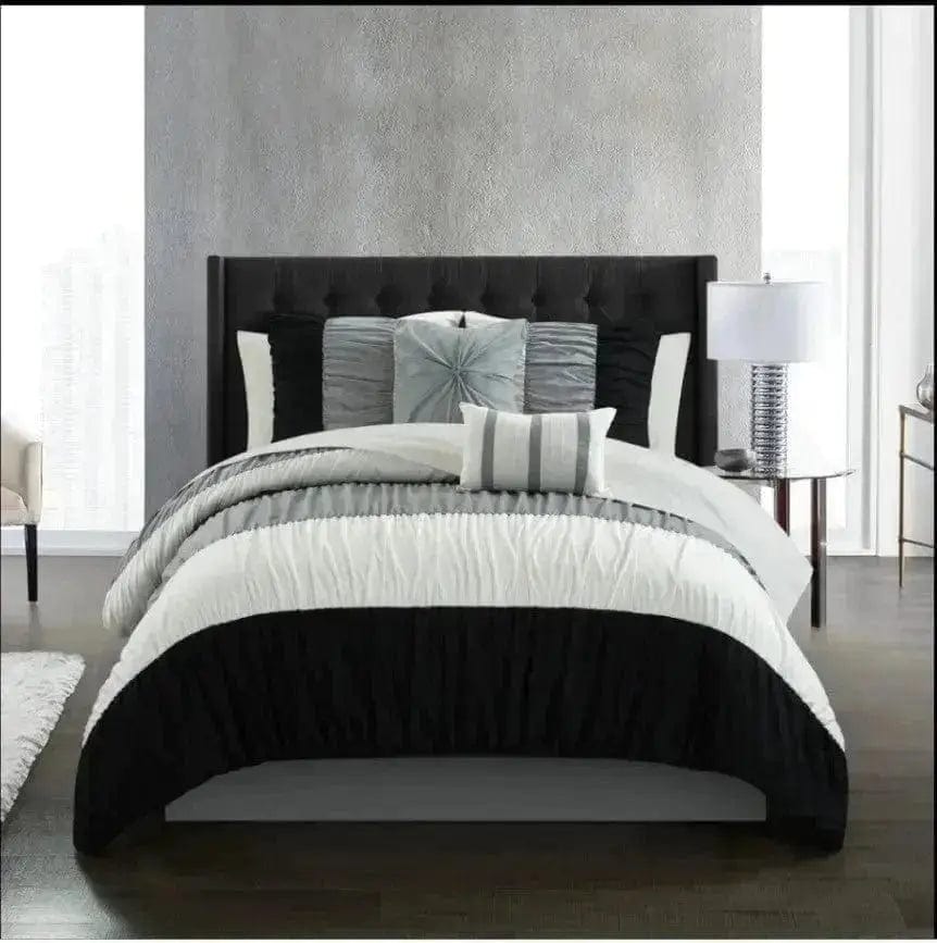 Linen World Queen / Black Faye 9 PC Oversized Comforter Set