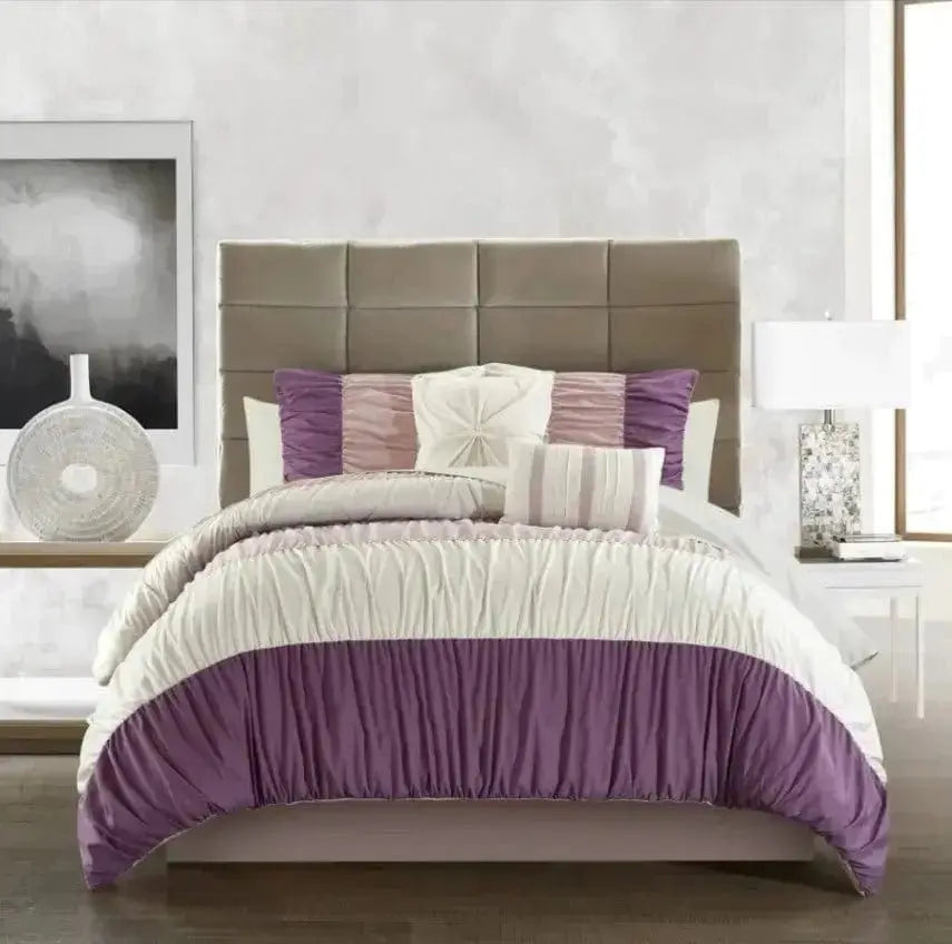 Linen World Queen / Purple Faye 9 PC Oversized Comforter Set